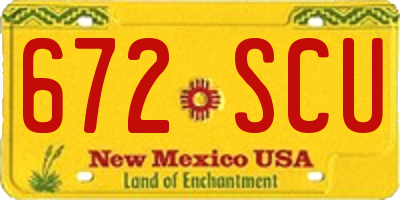 NM license plate 672SCU