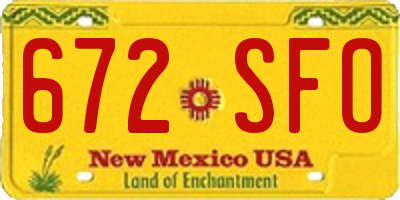 NM license plate 672SFO