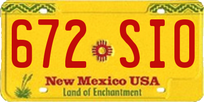NM license plate 672SIO