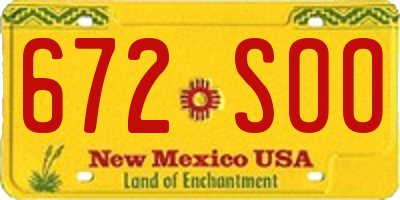 NM license plate 672SOO