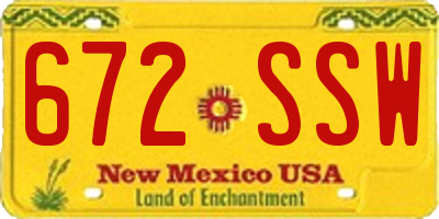 NM license plate 672SSW