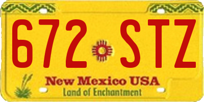 NM license plate 672STZ