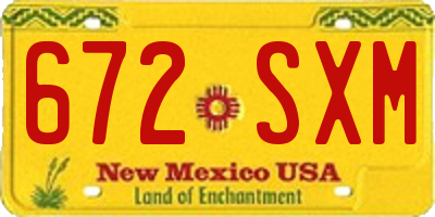 NM license plate 672SXM