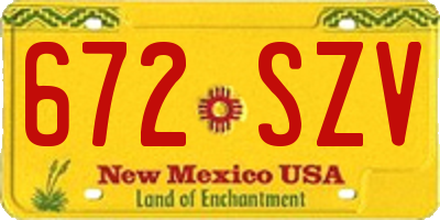 NM license plate 672SZV