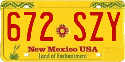 NM license plate 672SZY