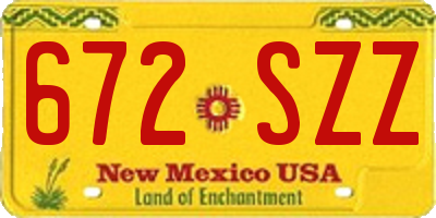 NM license plate 672SZZ