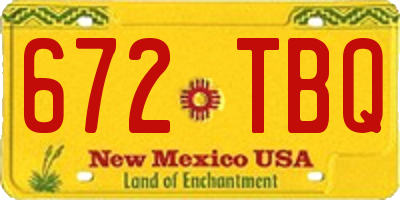 NM license plate 672TBQ