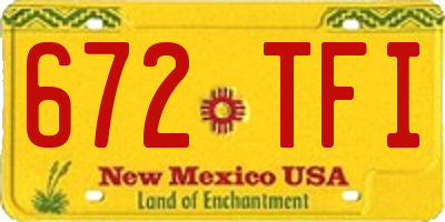 NM license plate 672TFI