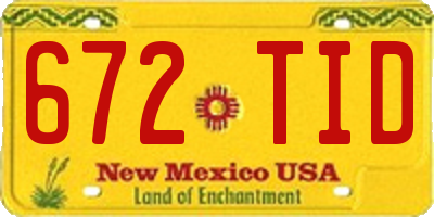 NM license plate 672TID