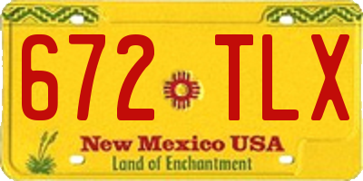 NM license plate 672TLX