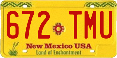 NM license plate 672TMU