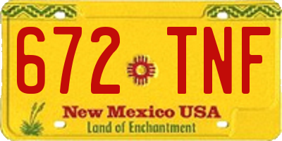 NM license plate 672TNF