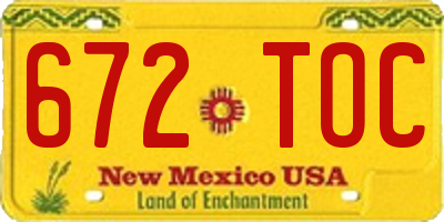 NM license plate 672TOC