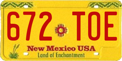 NM license plate 672TOE