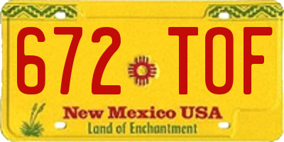 NM license plate 672TOF