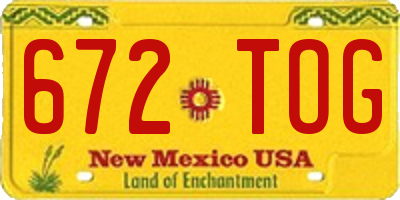 NM license plate 672TOG