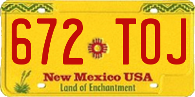 NM license plate 672TOJ