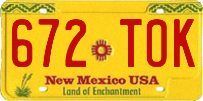 NM license plate 672TOK