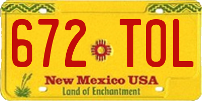 NM license plate 672TOL