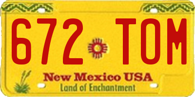 NM license plate 672TOM