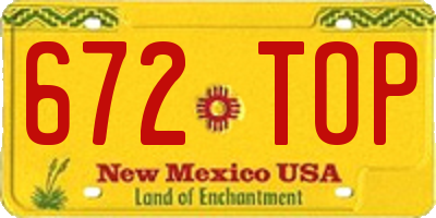 NM license plate 672TOP