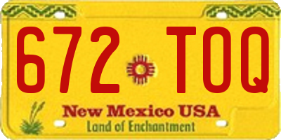 NM license plate 672TOQ