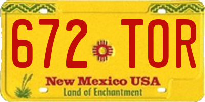 NM license plate 672TOR
