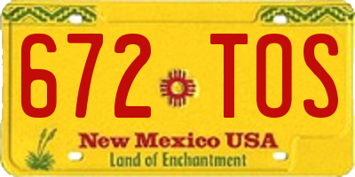NM license plate 672TOS