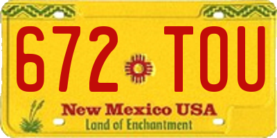 NM license plate 672TOU