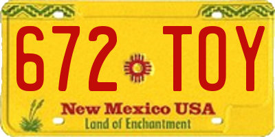 NM license plate 672TOY