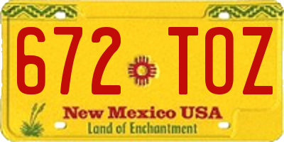 NM license plate 672TOZ