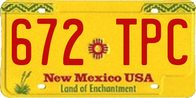 NM license plate 672TPC