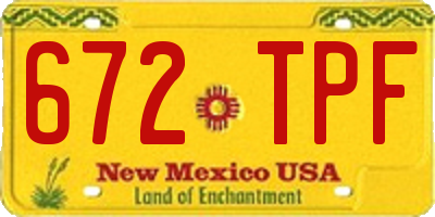 NM license plate 672TPF