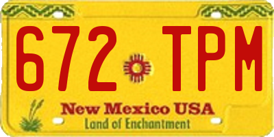 NM license plate 672TPM