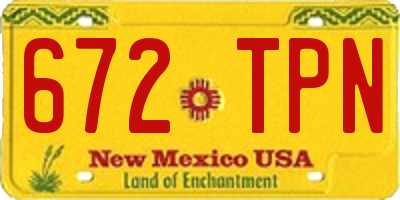 NM license plate 672TPN