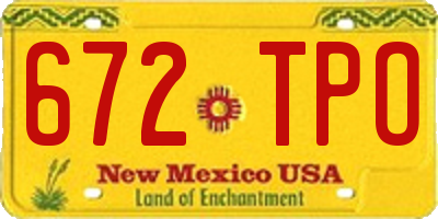 NM license plate 672TPO