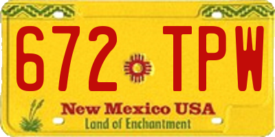 NM license plate 672TPW
