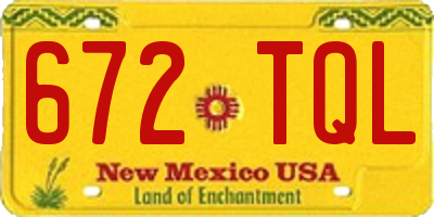 NM license plate 672TQL