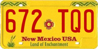 NM license plate 672TQO
