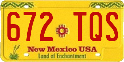 NM license plate 672TQS