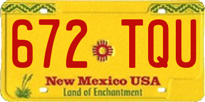 NM license plate 672TQU