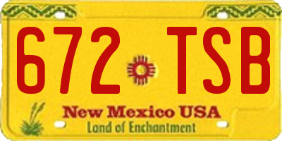 NM license plate 672TSB