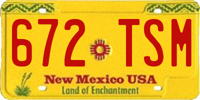 NM license plate 672TSM