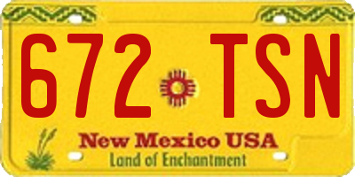 NM license plate 672TSN
