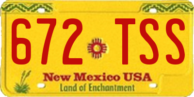 NM license plate 672TSS
