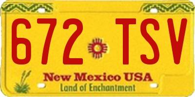 NM license plate 672TSV