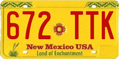 NM license plate 672TTK