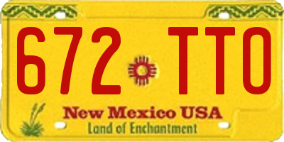 NM license plate 672TTO