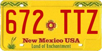 NM license plate 672TTZ