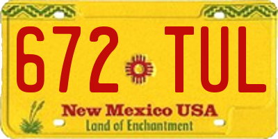 NM license plate 672TUL